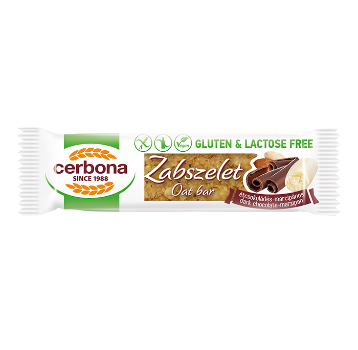 Gluten free Dark chocolate- marzipan oat bar with cocoa coating