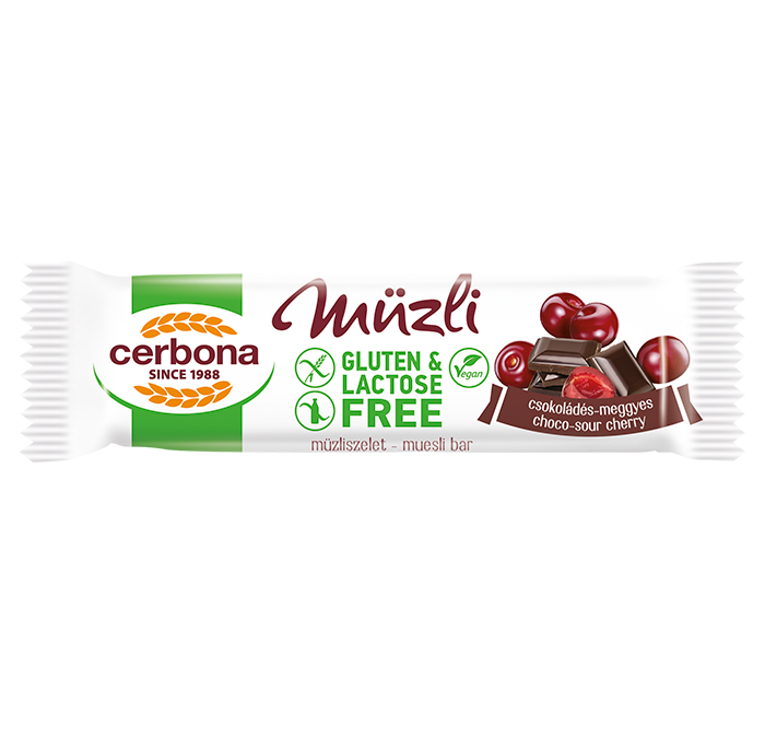 Gluten free Chocolate-sour cherry muesli bar