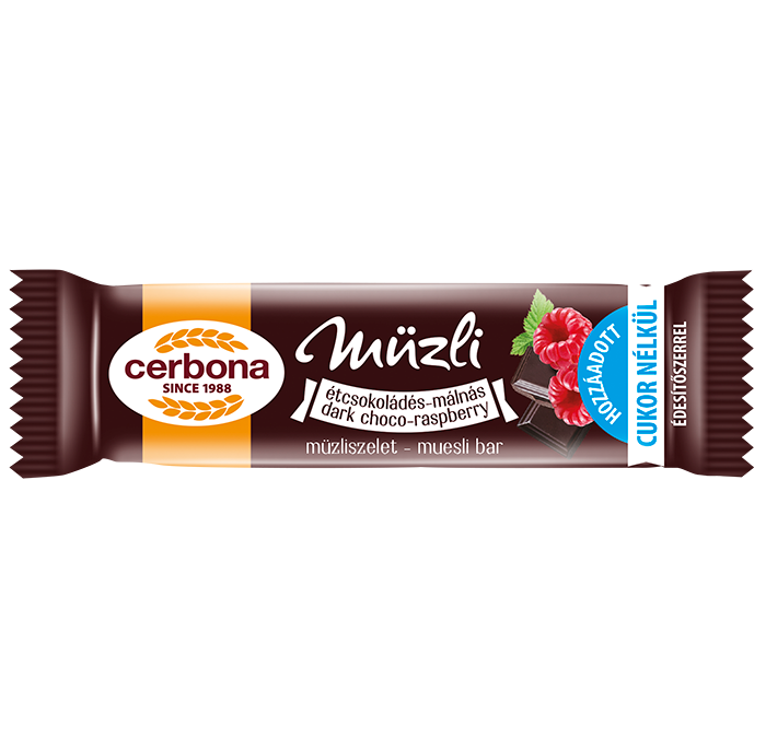 Dark chocolate-rasberry muesli bar 