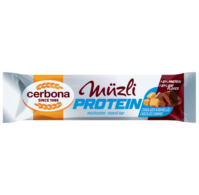 Csokoládés-karamellás protein müzliszelet