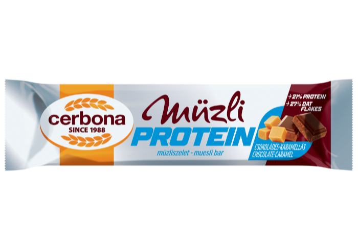 Csokoládés-karamellás protein müzliszelet
