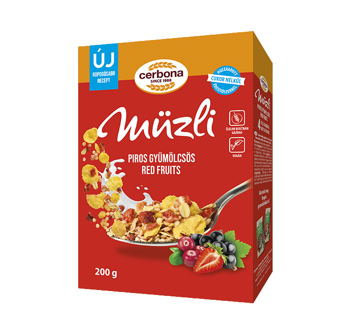 Piros gyümölcsös müzli