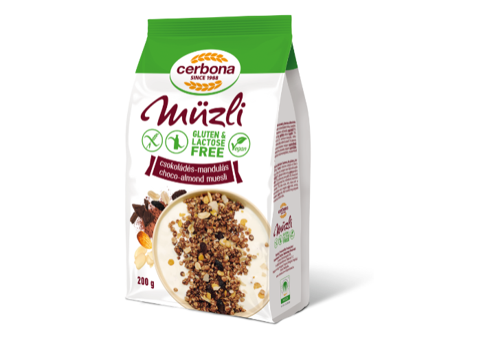 Muesli fără gluten cu ciocolată și migdale