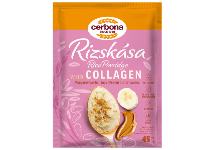 Peanut butter and banana rice porridge with collagen