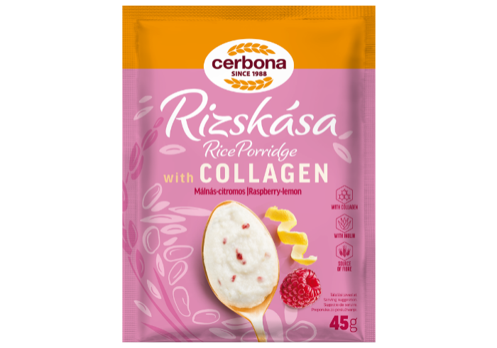 Raspberry-lemon rice porridge with collagen