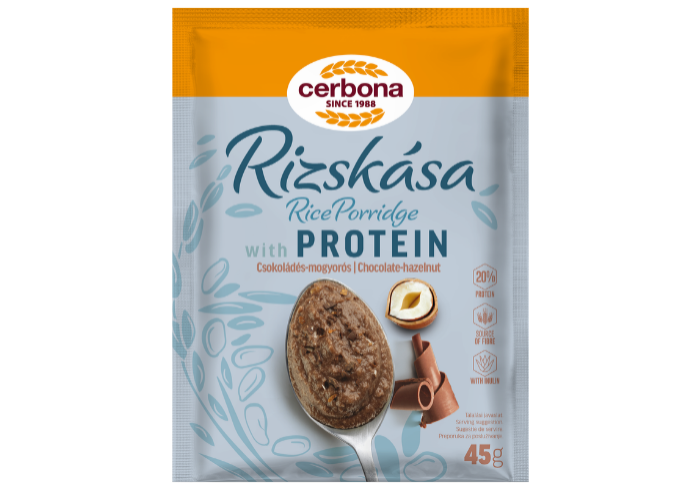 Chocolate hazelnut rice porridge with protein