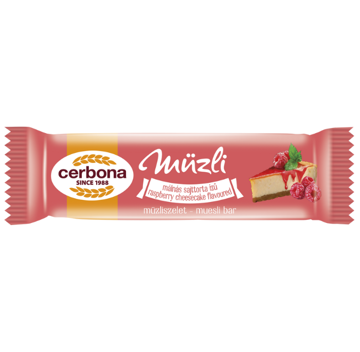 Baton musli cu aromă de cheesecake și zmeură