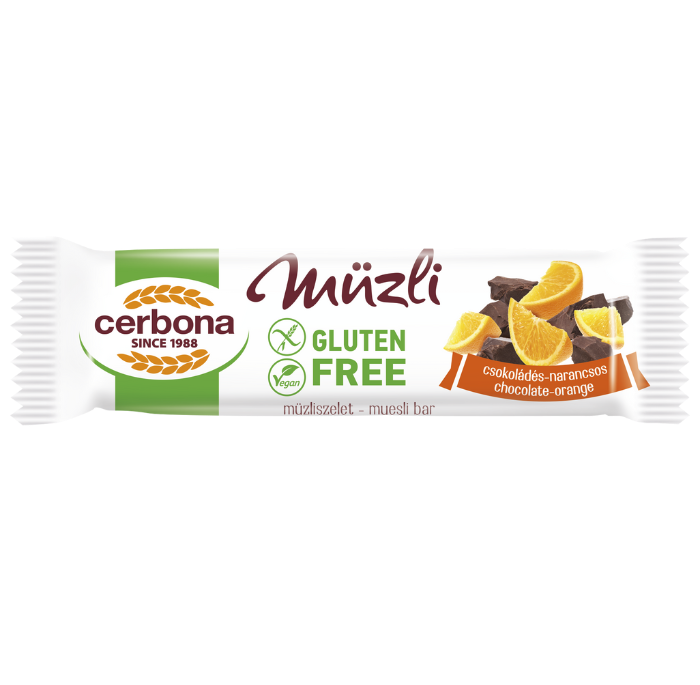 Gluténmentes csokoládés-narancsos müzliszelet 