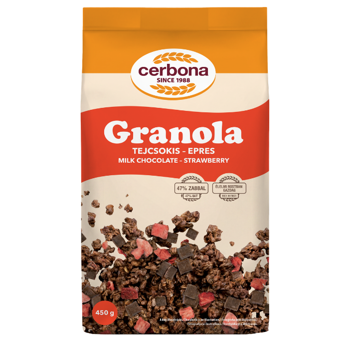 Milk chocolate and strawberry granola