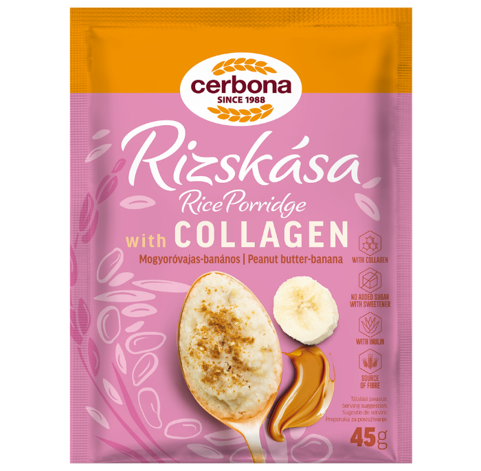 Peanut butter and banana rice porridge with collagen