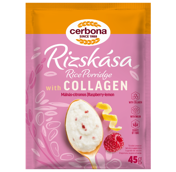 Raspberry-lemon rice porridge with collagen